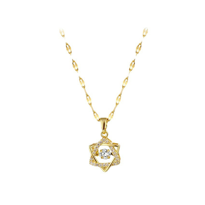 Six-pointed Star Smart Series Necklace Women's Micro-inlaid Fine Diamond Rotating Clavicle