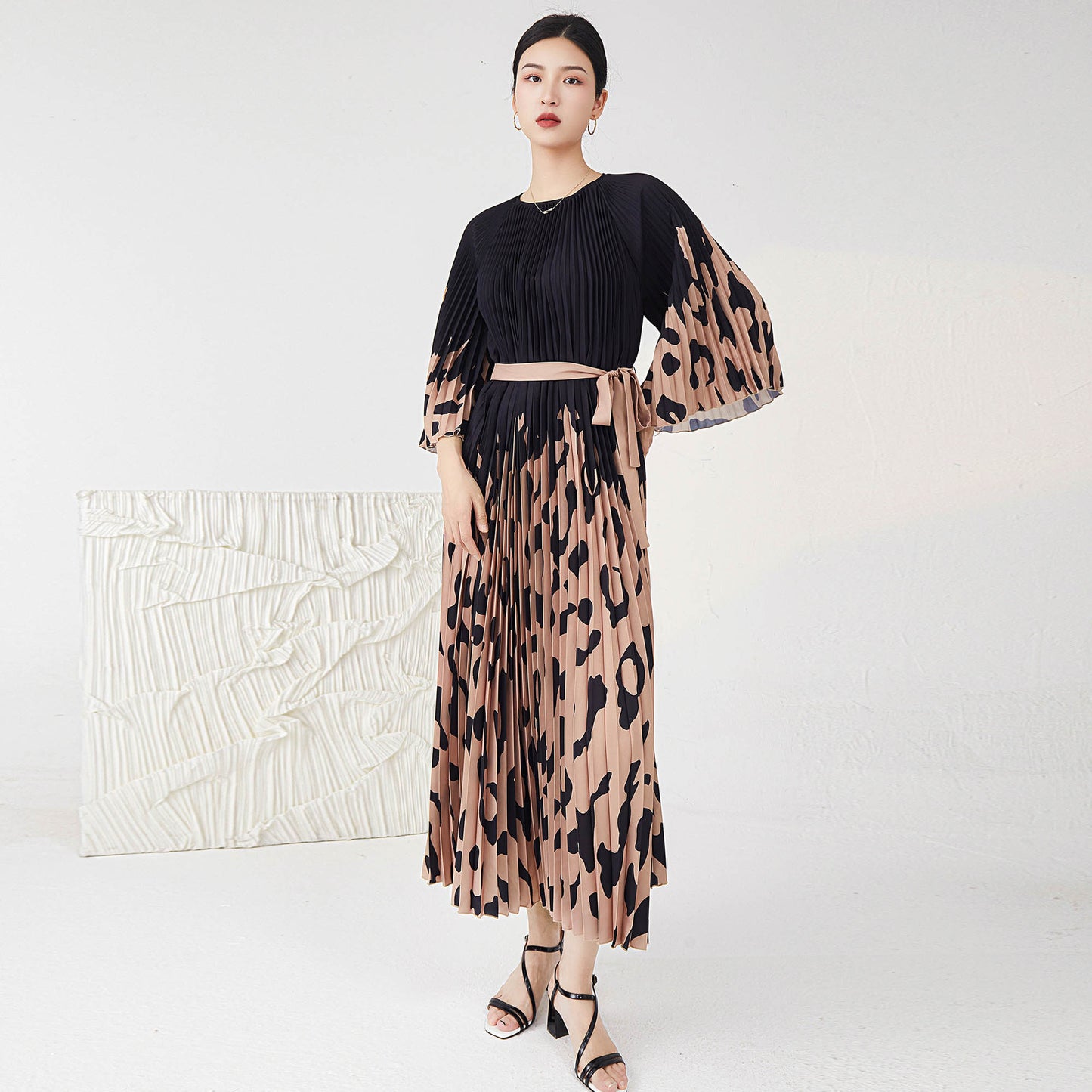 Leopard Print Pleated Skirt For Women