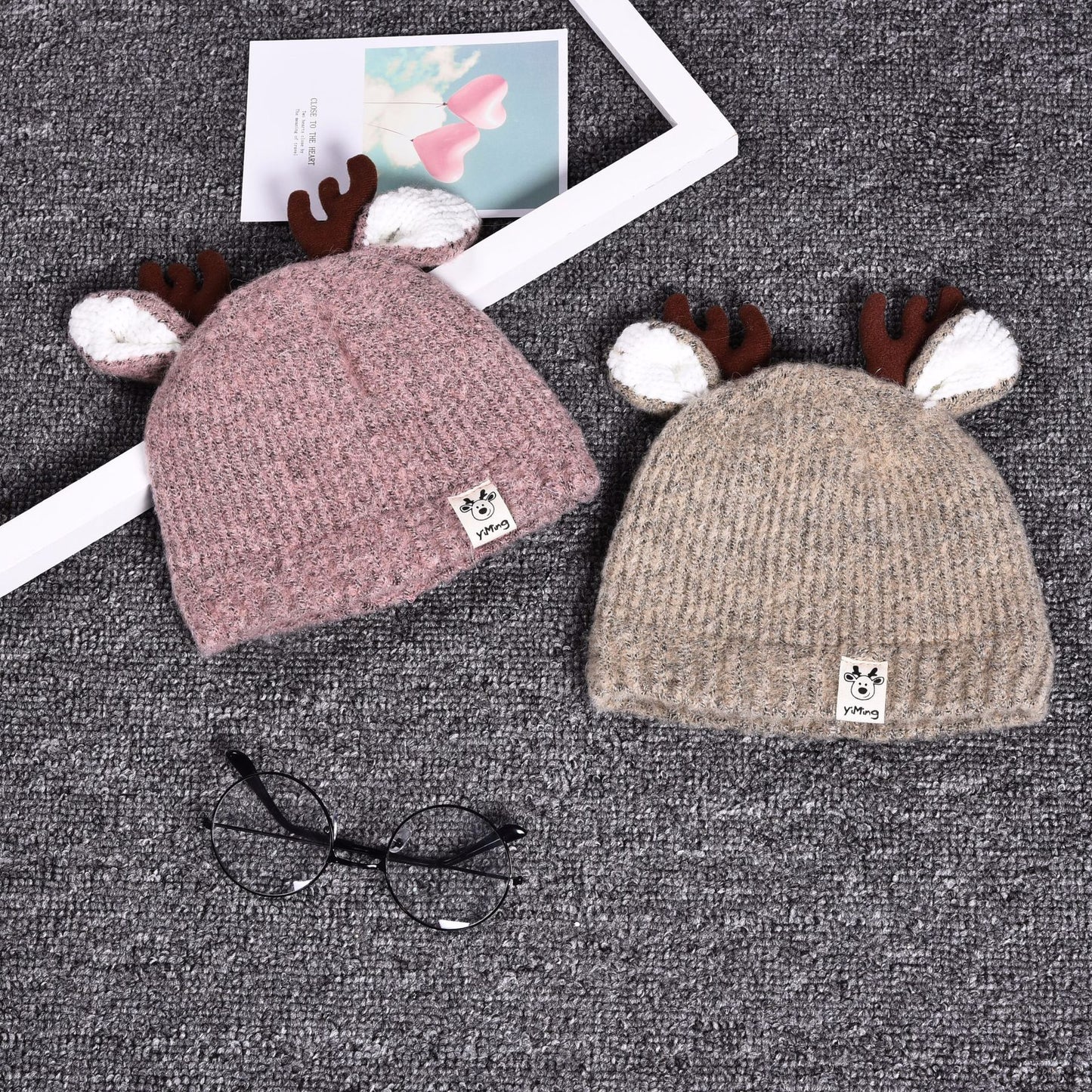 Infant Fall And Winter Thick Warm Wool Ball Baby Knit Caps for kids