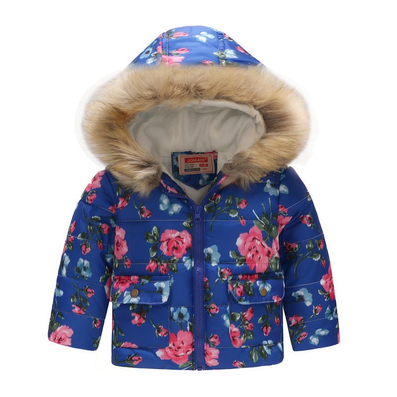Printed Hooded  Warm Cotton Jacket for baby
