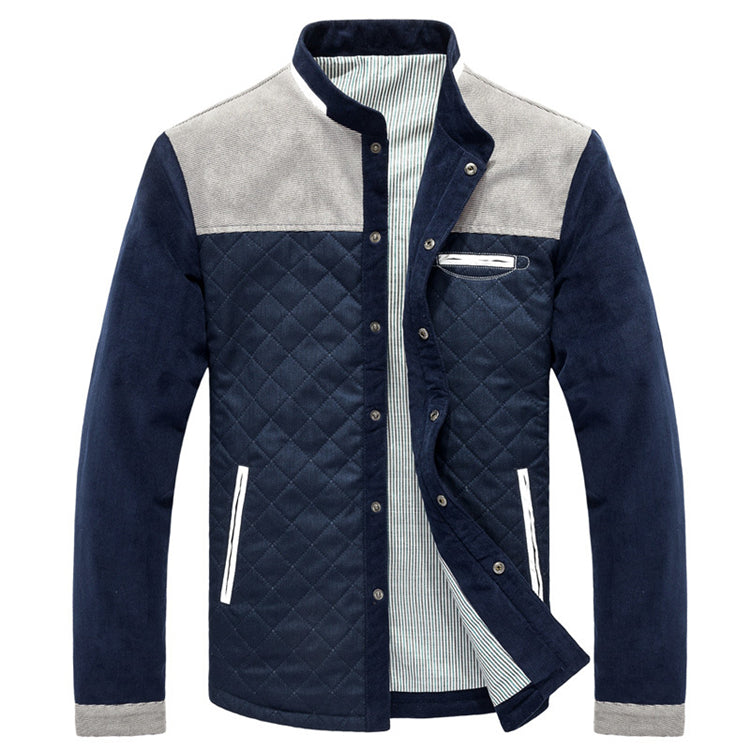 Solid Patchwork Slim Fit Jacket For Men