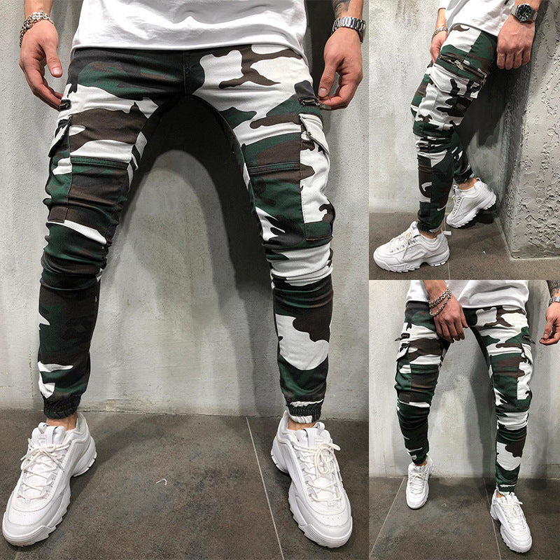 Zipper Camouflage Cargo Pants For Men