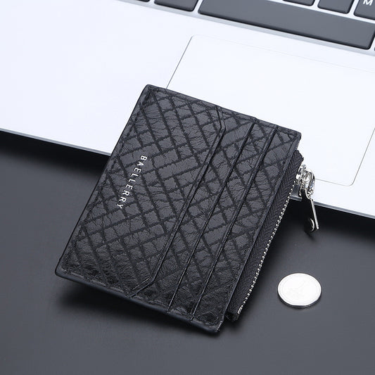 Men's Small Card Bag Euro American Plaid Fashion Clip