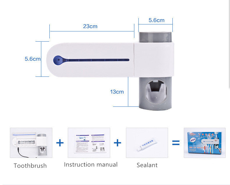 2-in-1 UV disinfection toothbrush holder Automatic toothpaste holder Washing disinfection toothbrush holder set