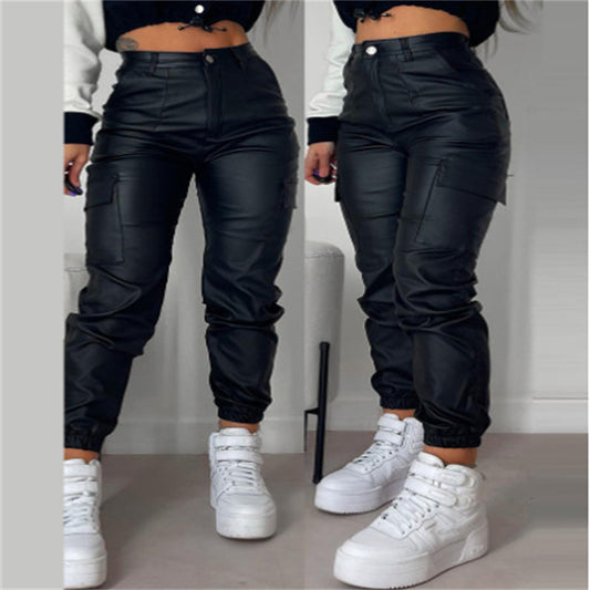 Patch Pocket Skinny Pencil Trousers For Women