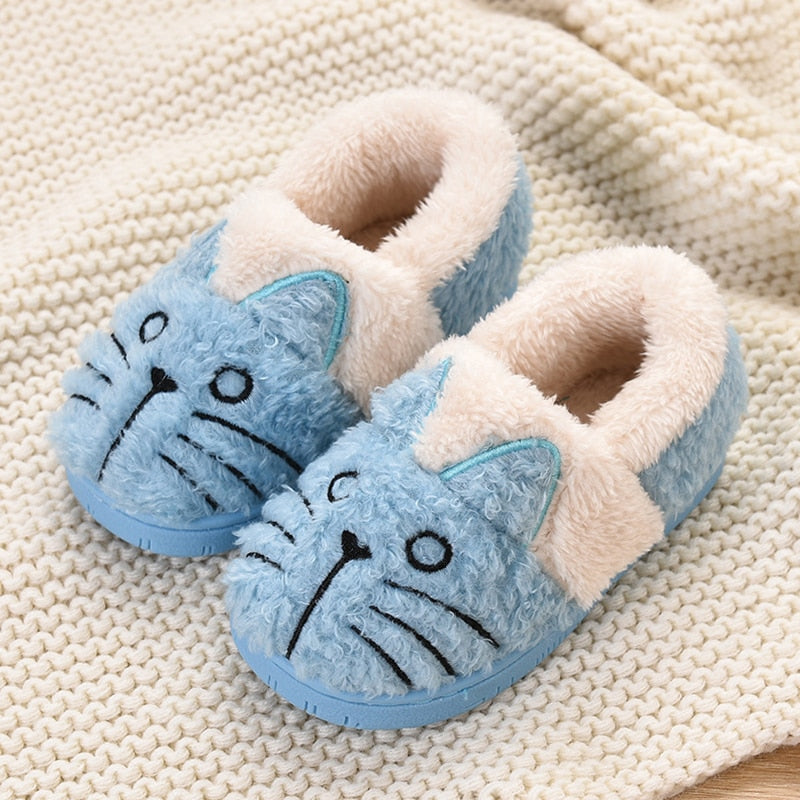 Toddler Baby Home Slippers Girls Cute Cartoon Cat Cotton Shoes Winter Children Keep Warm Slippers