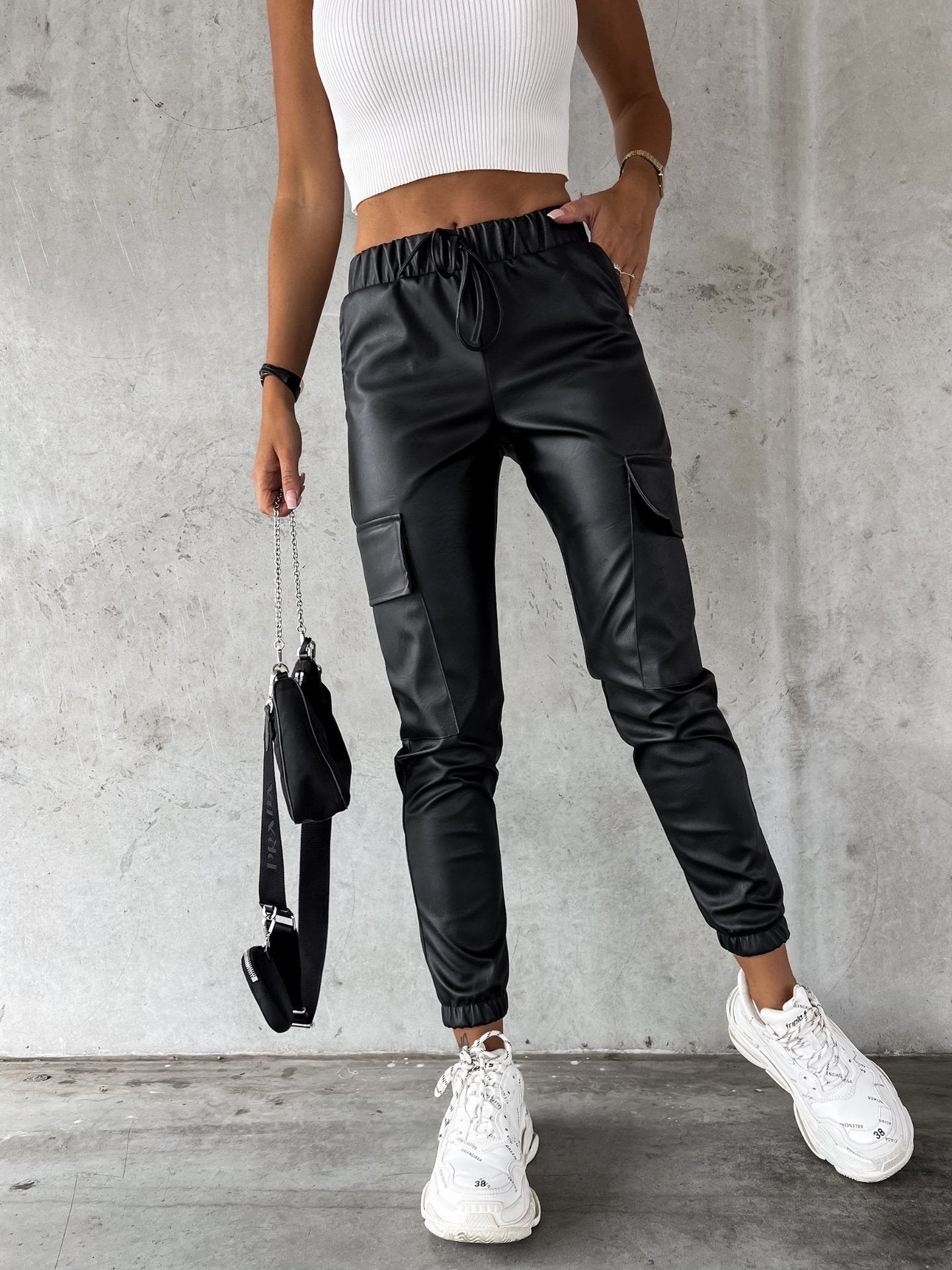 European And American Matte Leather Pants For Women