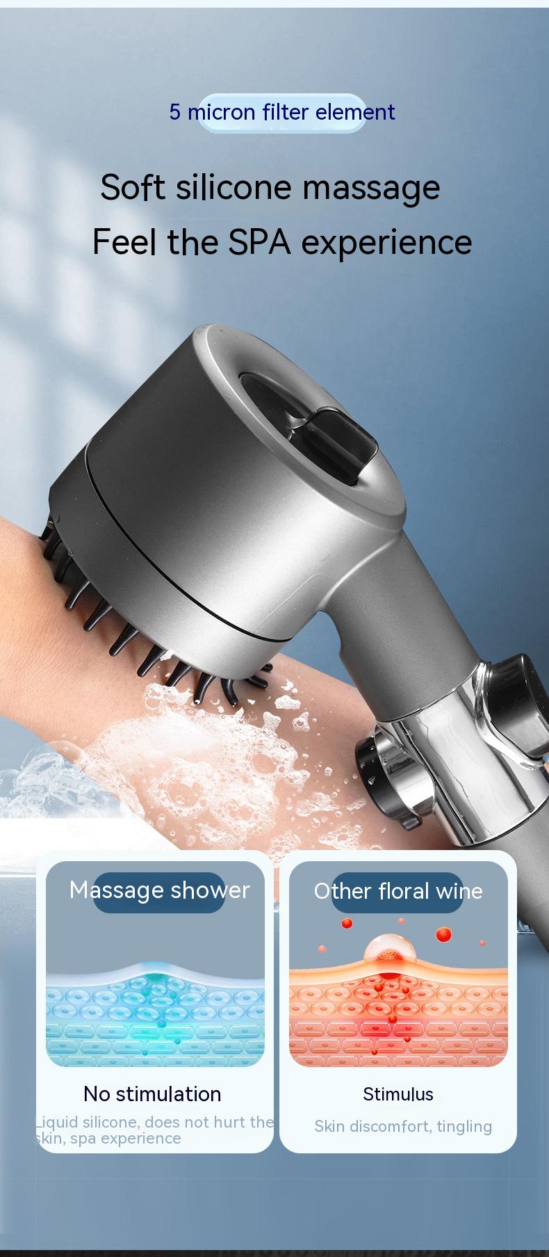 The Third Gear Adjustable Strong Supercharged Shower Head Household Bath Shower Hose Shower Head