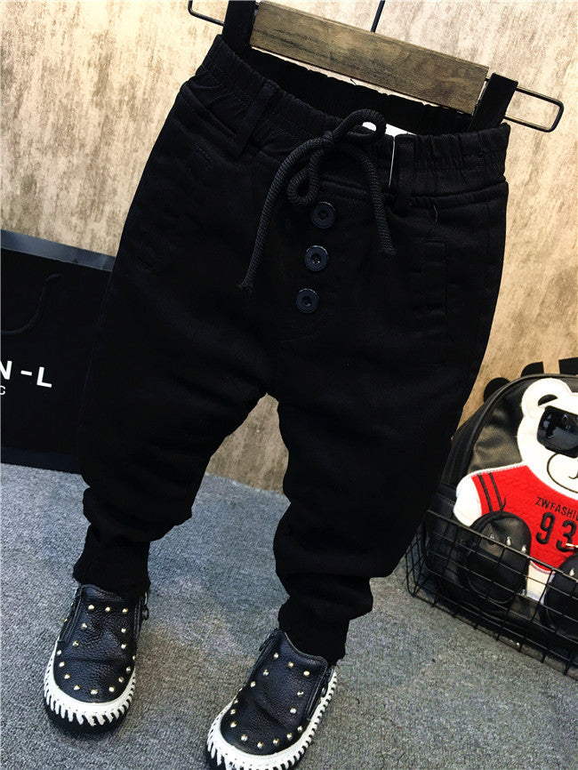 personality thickening plus velvet jeans for boys