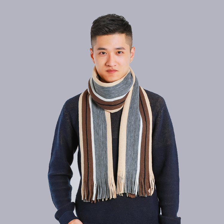 Imitated cashmere color matching casual men's thick scarf