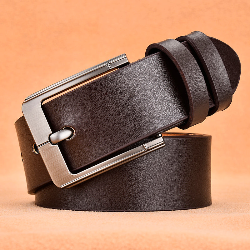 Men's leather pin buckle casual belt