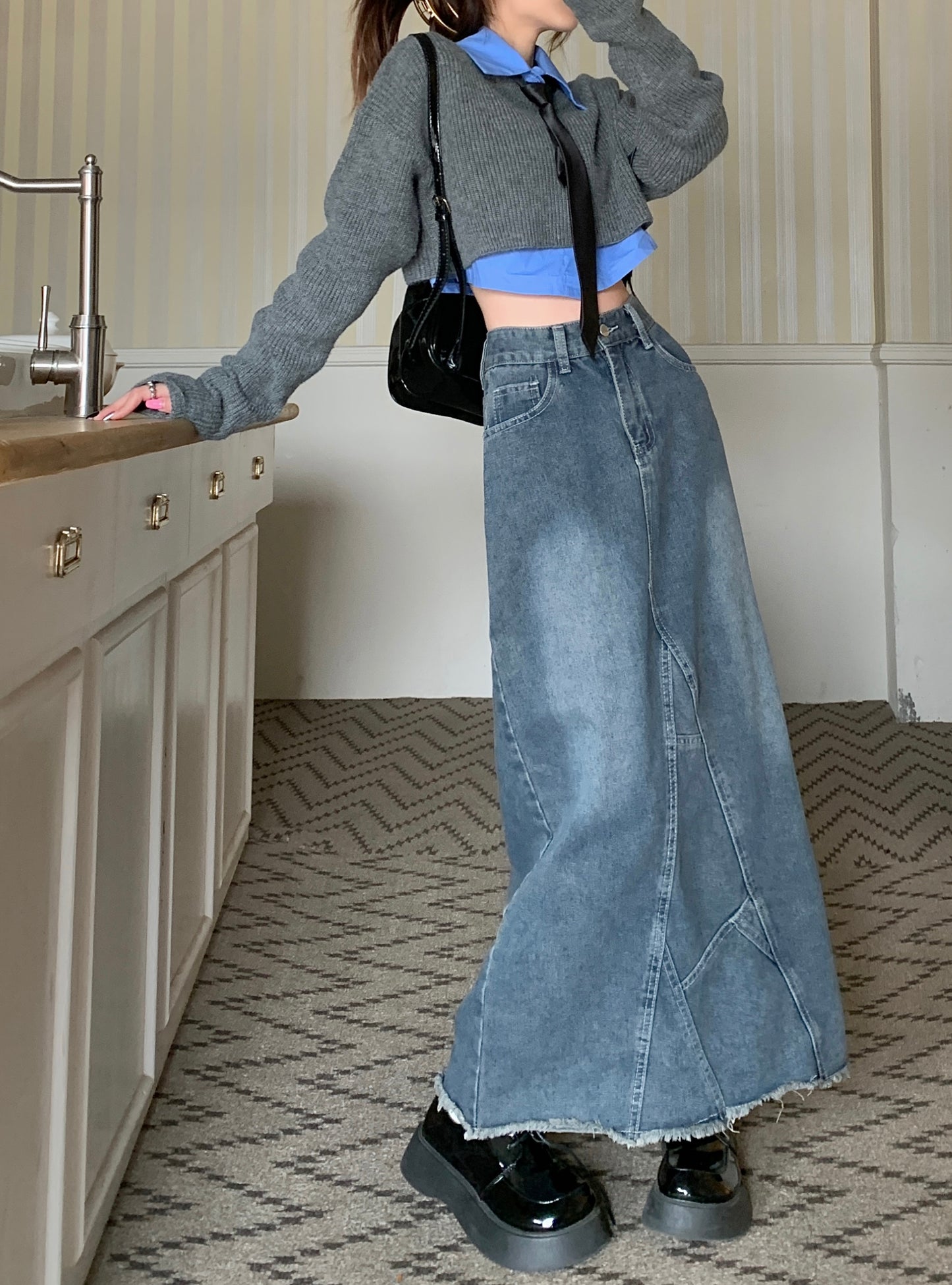 High-waisted Skinny Denim Skirts For Women