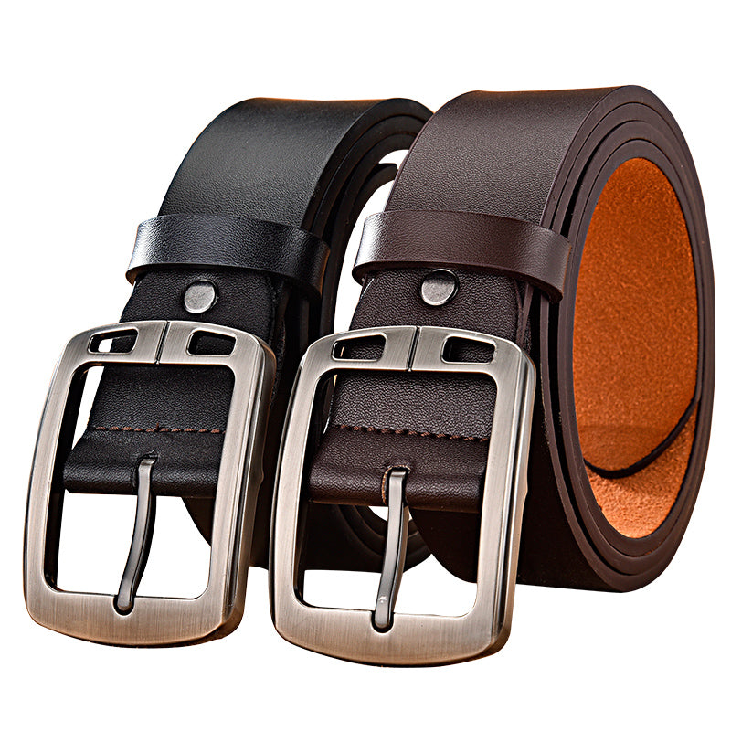 Men's leather pin buckle casual belt