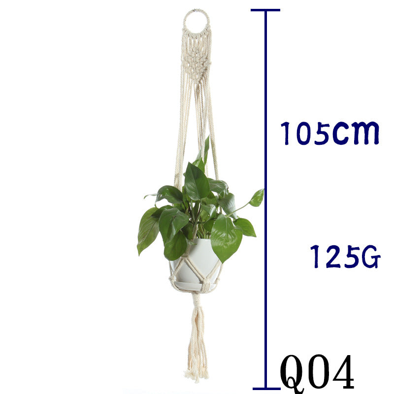 Flower Pot Net Bag Beige Cotton Rope Indoor Plant Hanger Hanging Basket Sling