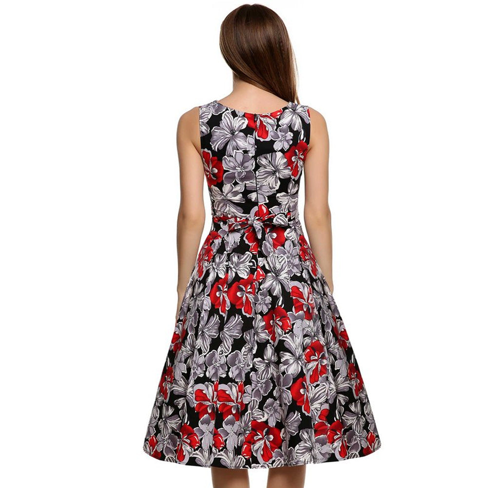 Vintage print dress for women