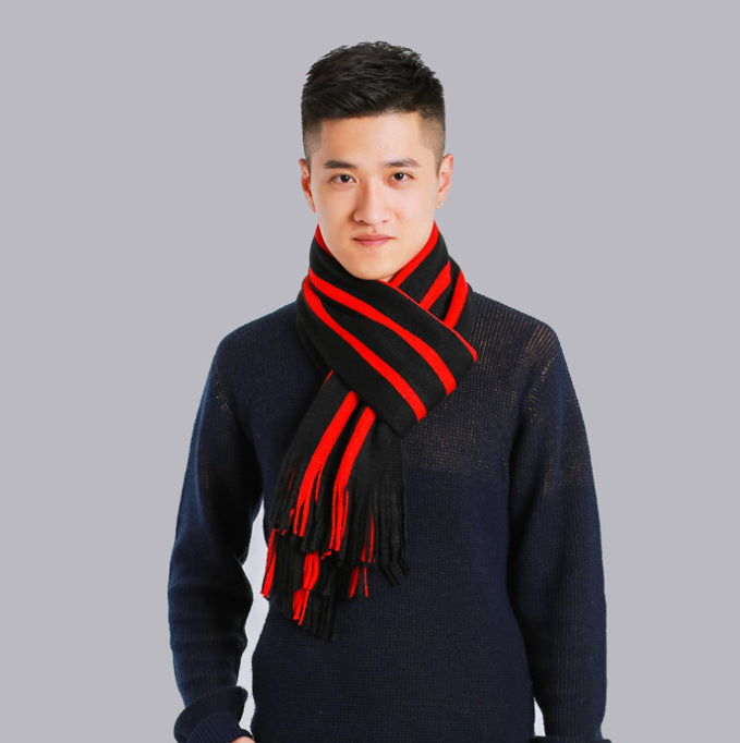 Imitated cashmere color matching casual men's thick scarf