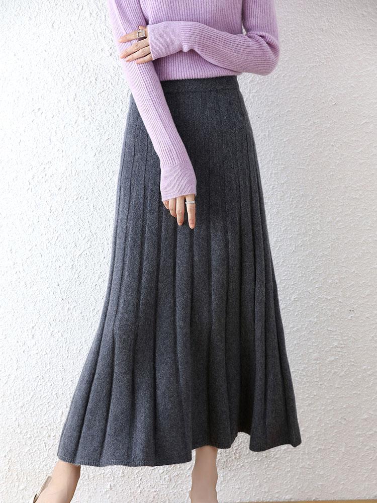 Mid-length Pure Wool Thickened Skirts For Women