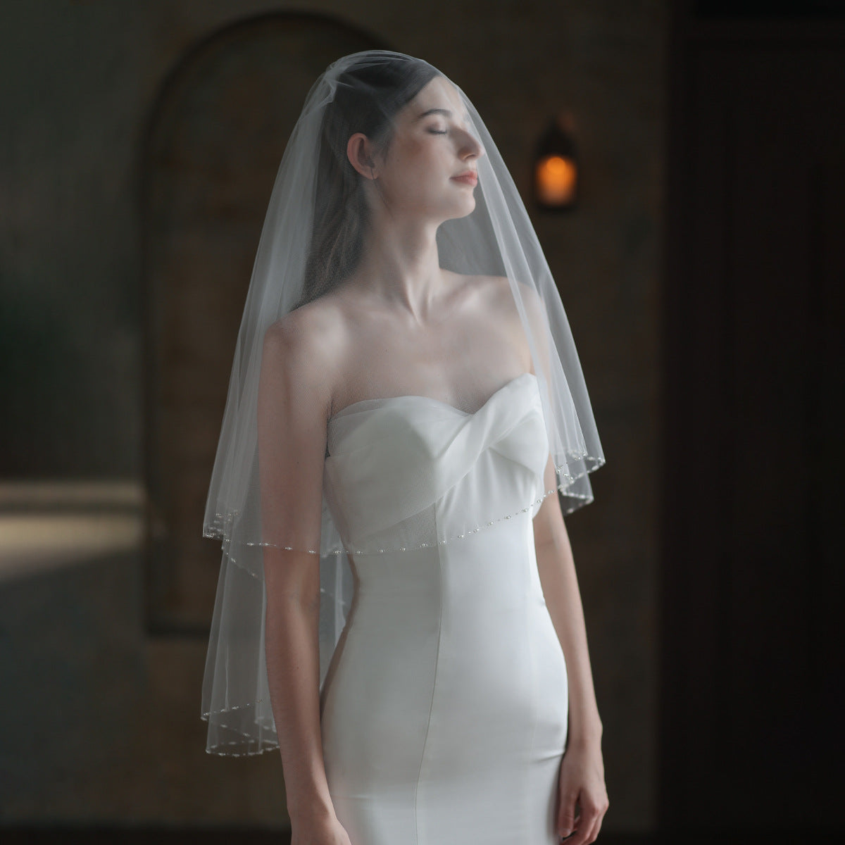 Exquisite Handmade Beaded Bridal Veil for women