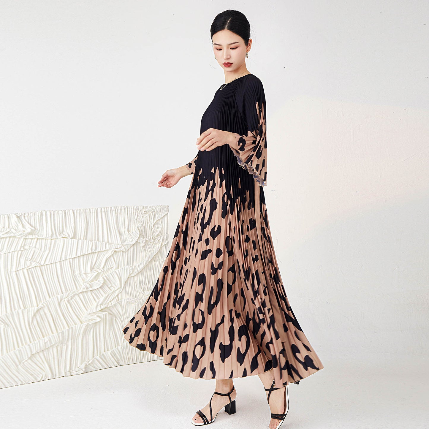 Leopard Print Pleated Skirt For Women