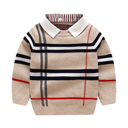 Boys plaid jacquard sweater for boys