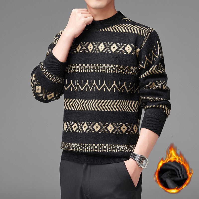 Round Neck Striped Sweater For Men