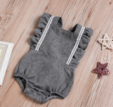 Linen Back Buckle Baby Rompers