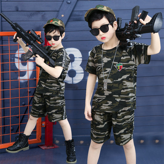 summer short sleeve camouflage clothing for boys