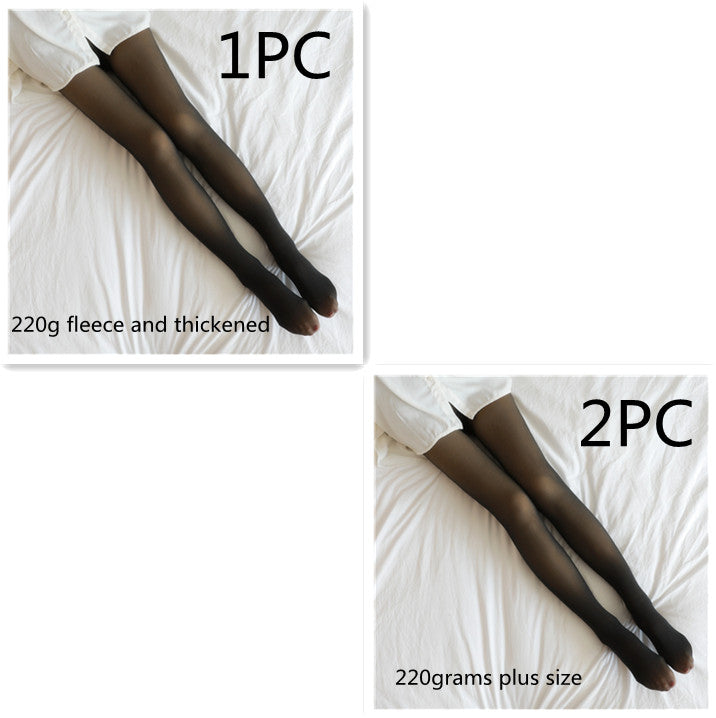 Fake Translucent Plus Size Leggings Fleece Lined Tights Fall And Winter Warm Fleece Pantyhose for Women