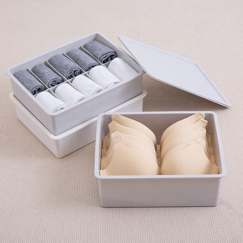 Creative multi-grid household plastic covered underwear drawer finishing box bra underwear socks storage finishing box