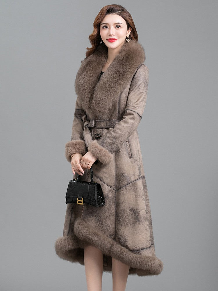 Real Thickened fur coat for women