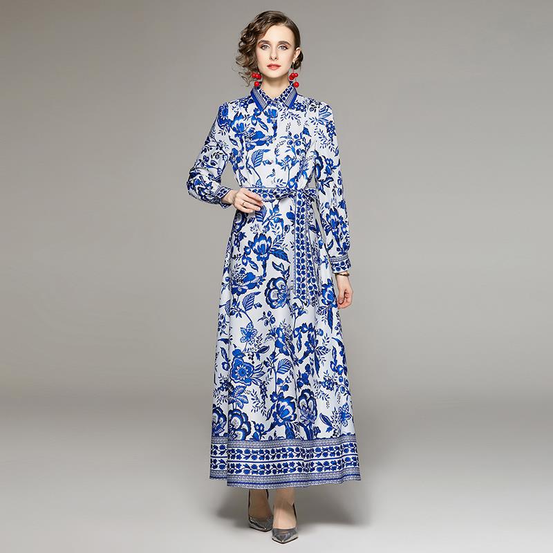 Long Sleeve Printed Dress For Women