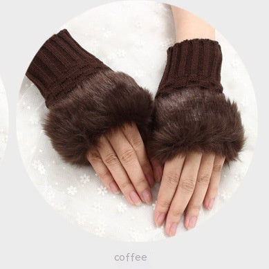 Thermal Women's Half Finger Polyester Gloves for girls