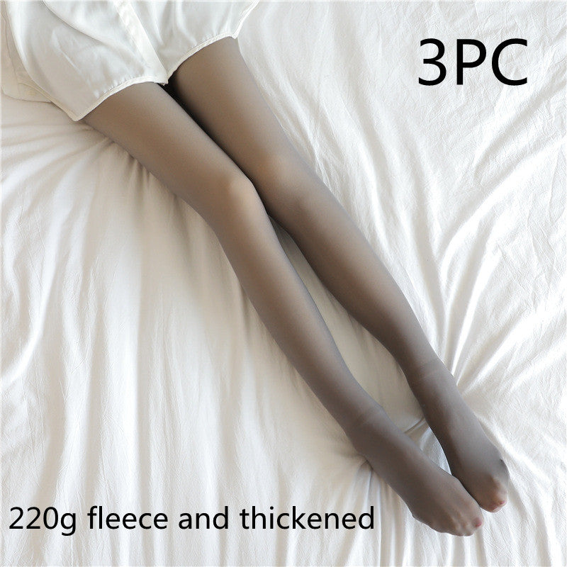 Fake Translucent Plus Size Leggings Fleece Lined Tights Fall And Winter Warm Fleece Pantyhose for Women