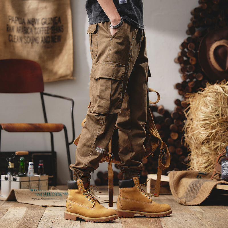 Loose Straight Heavy Cargo Pants  For Men