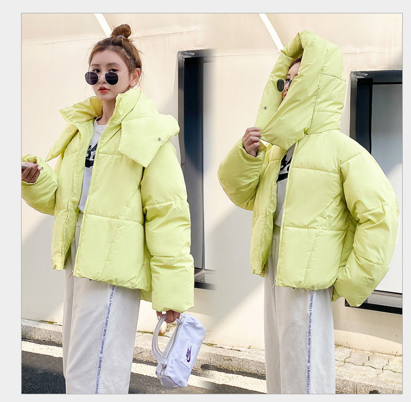 Puffy Hooded Bread Short Cotton-padded Jacket For Women