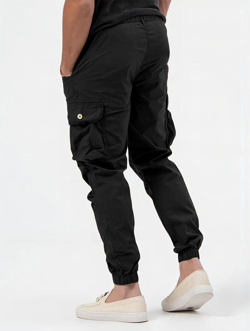 Cargo Trousers With Three-dimensional Pockets With Solid Color For Men