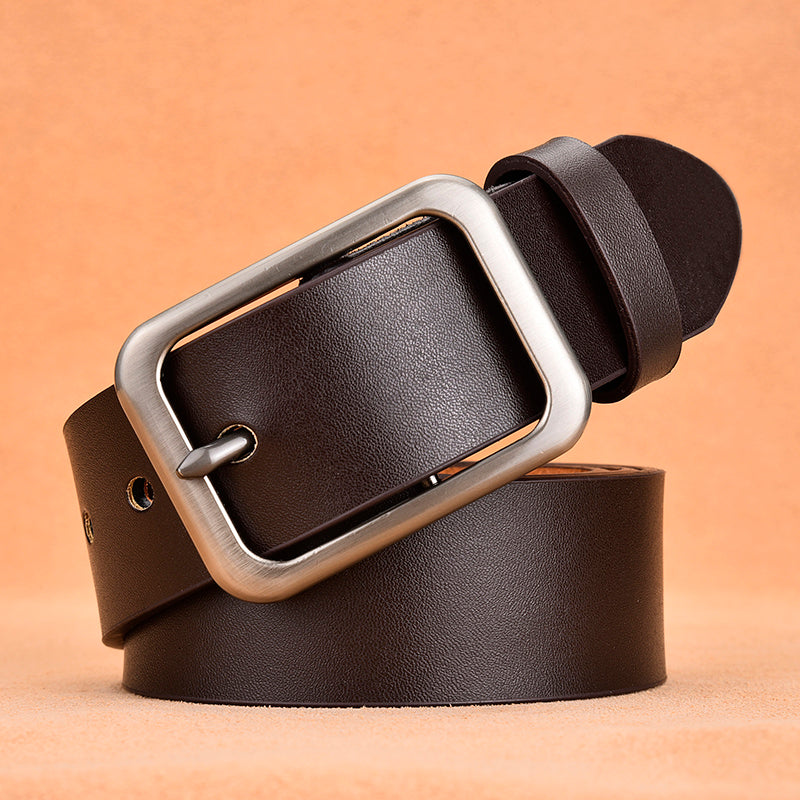 Men's leather pin buckle casual belt