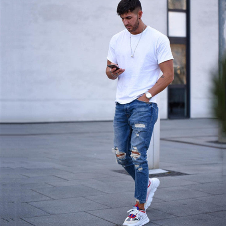 Blue Ripped Jeans For Men