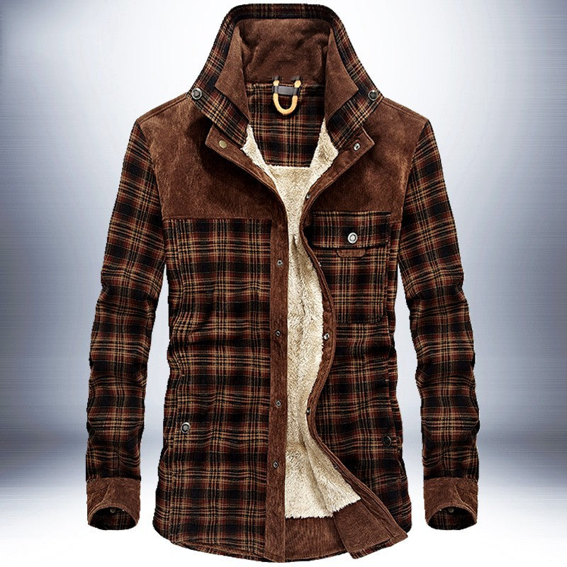 Pure Cotton Plaid Military Style Winter Jackets For Men