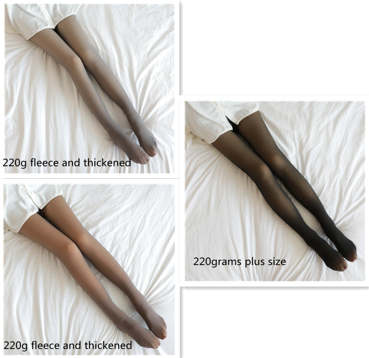 Fake Translucent Plus Size Leggings Fleece Lined Tights Fall And Winter Warm Fleece Pantyhose for Women