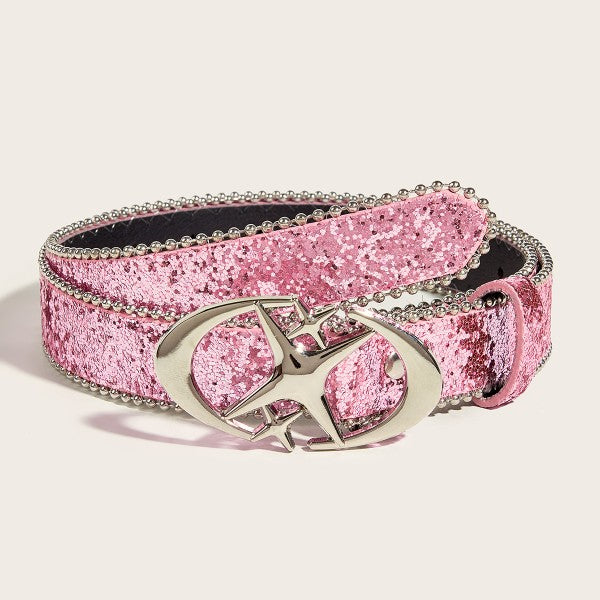 Silver Belt With Sequin Buckle for girls