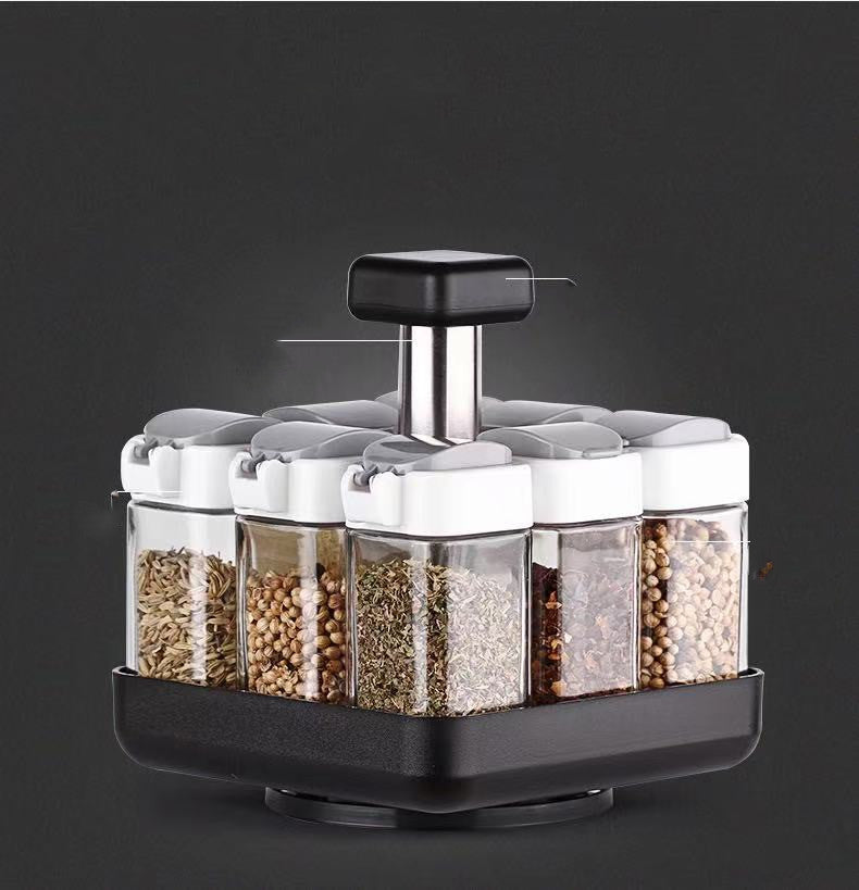 Spice Jar Glass Organizer Pepper Seasoning Container Kitchen