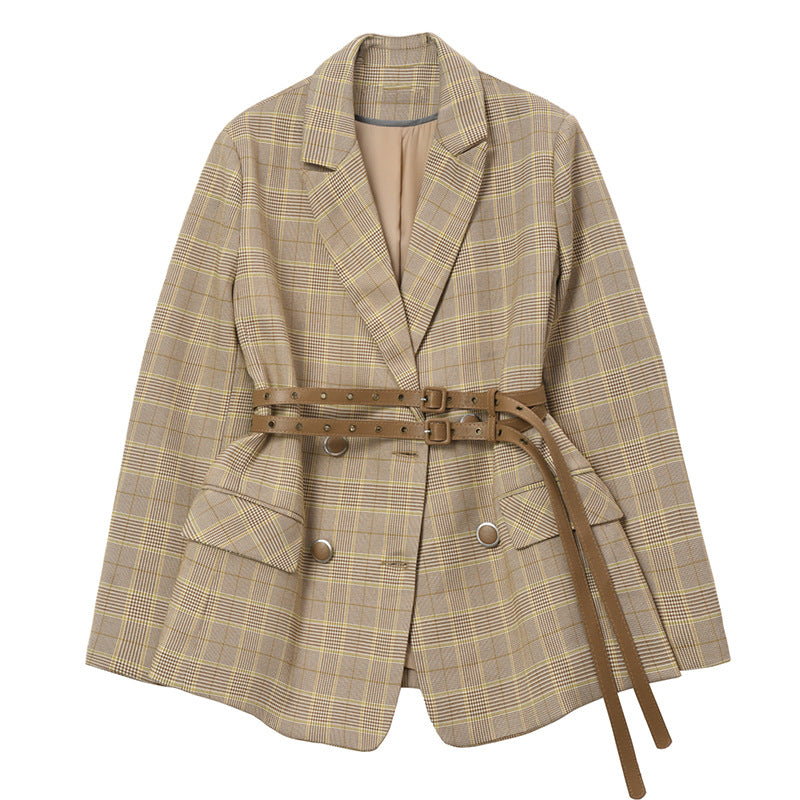 Check Style Elegant Plaid Blazer For Women