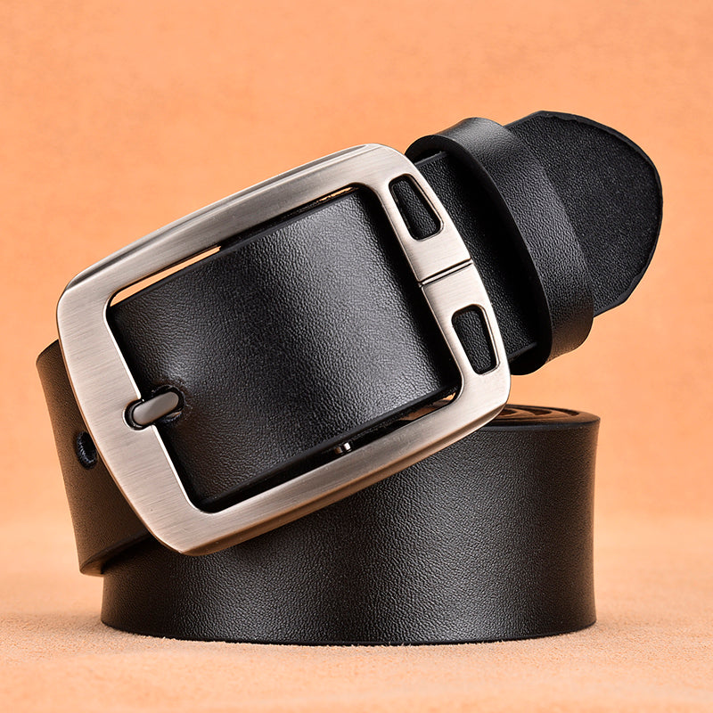 Men's leather pin buckle casual belt