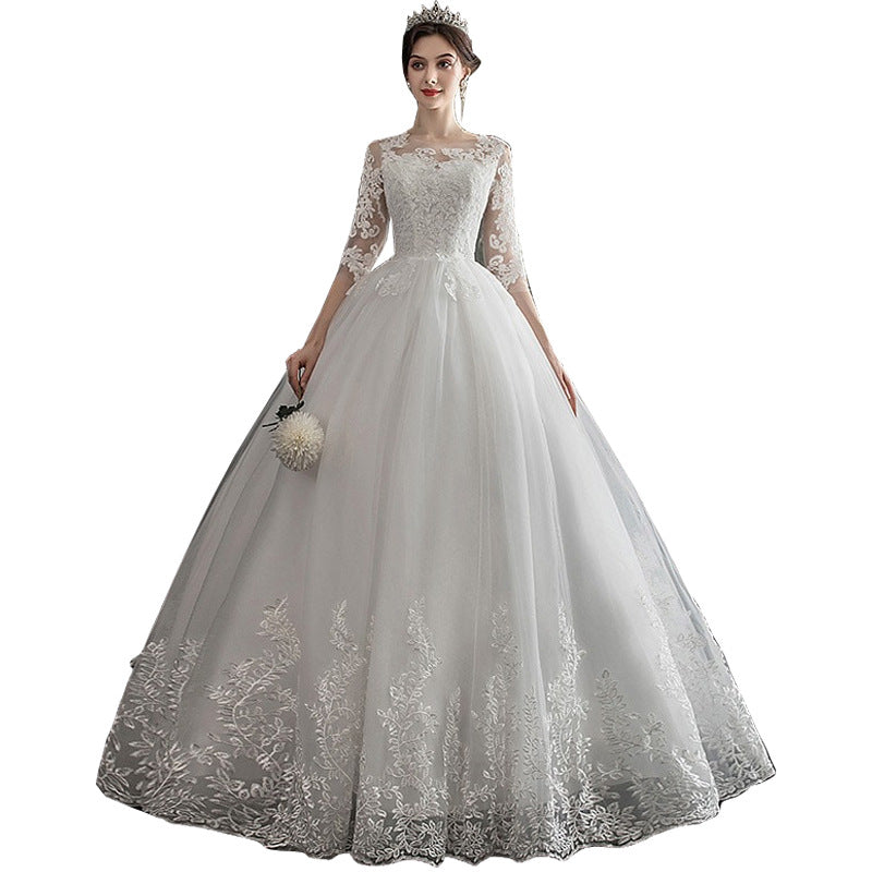 One-shoulder Dream Slim Sleeve Lace Bride dress for women