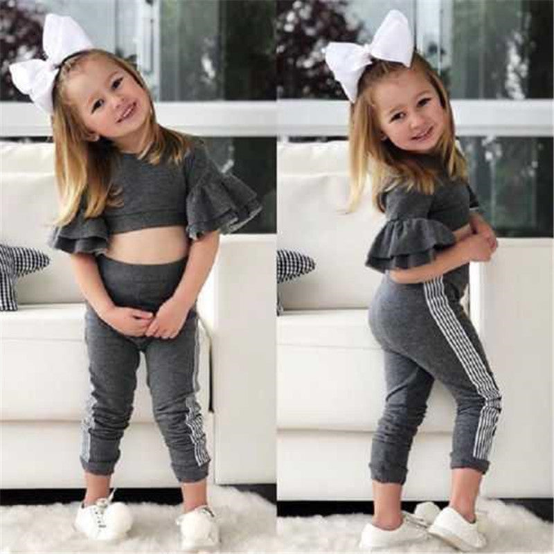Autumn  t shirt Pants Outfits for girls