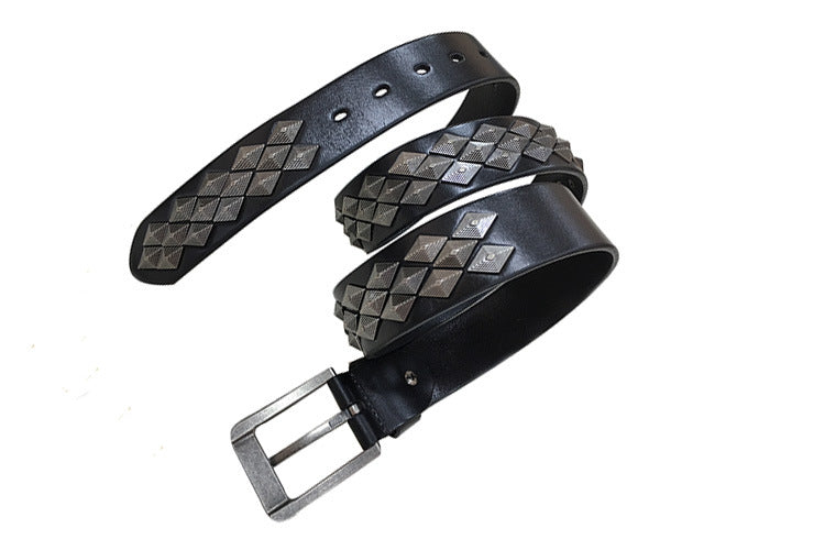 Rivet Alloy Leather Belt For Men And Women