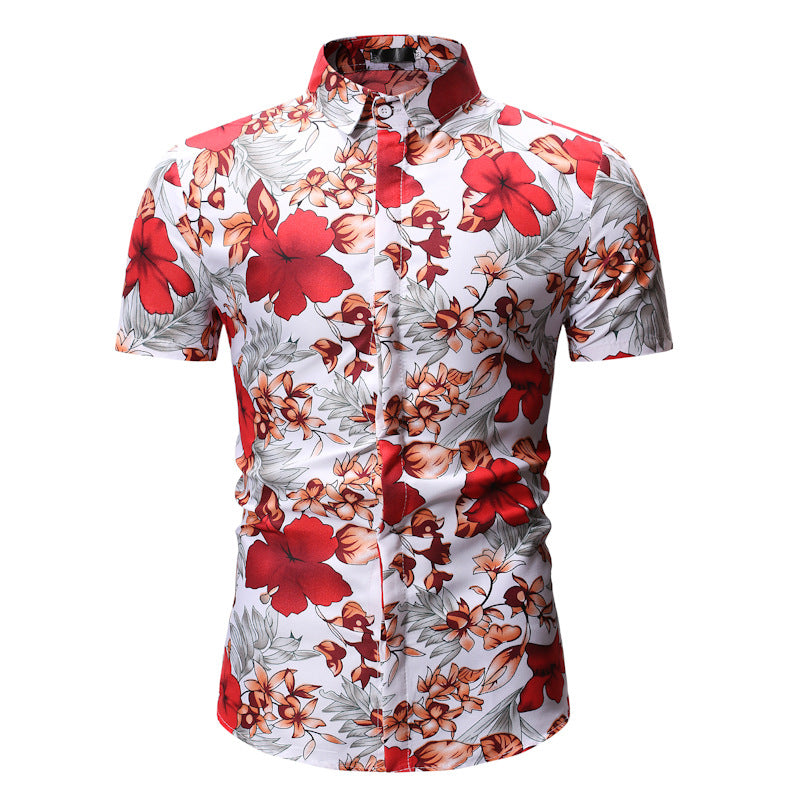 Men's Casual Short Sleeve Flower Shirts Men's Clothing