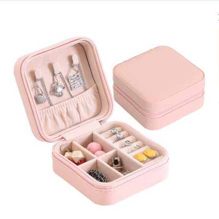 Creative travel portable jewelry box earrings earrings jewelry storage box leather small jewelry bag