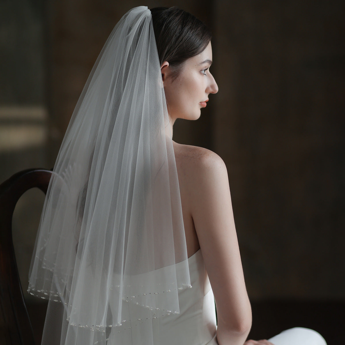 Exquisite Handmade Beaded Bridal Veil for women